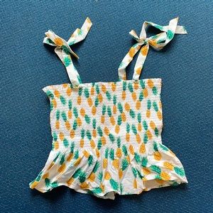 J. Crew White Pineapple Print Tie-Shoulder Tank Top